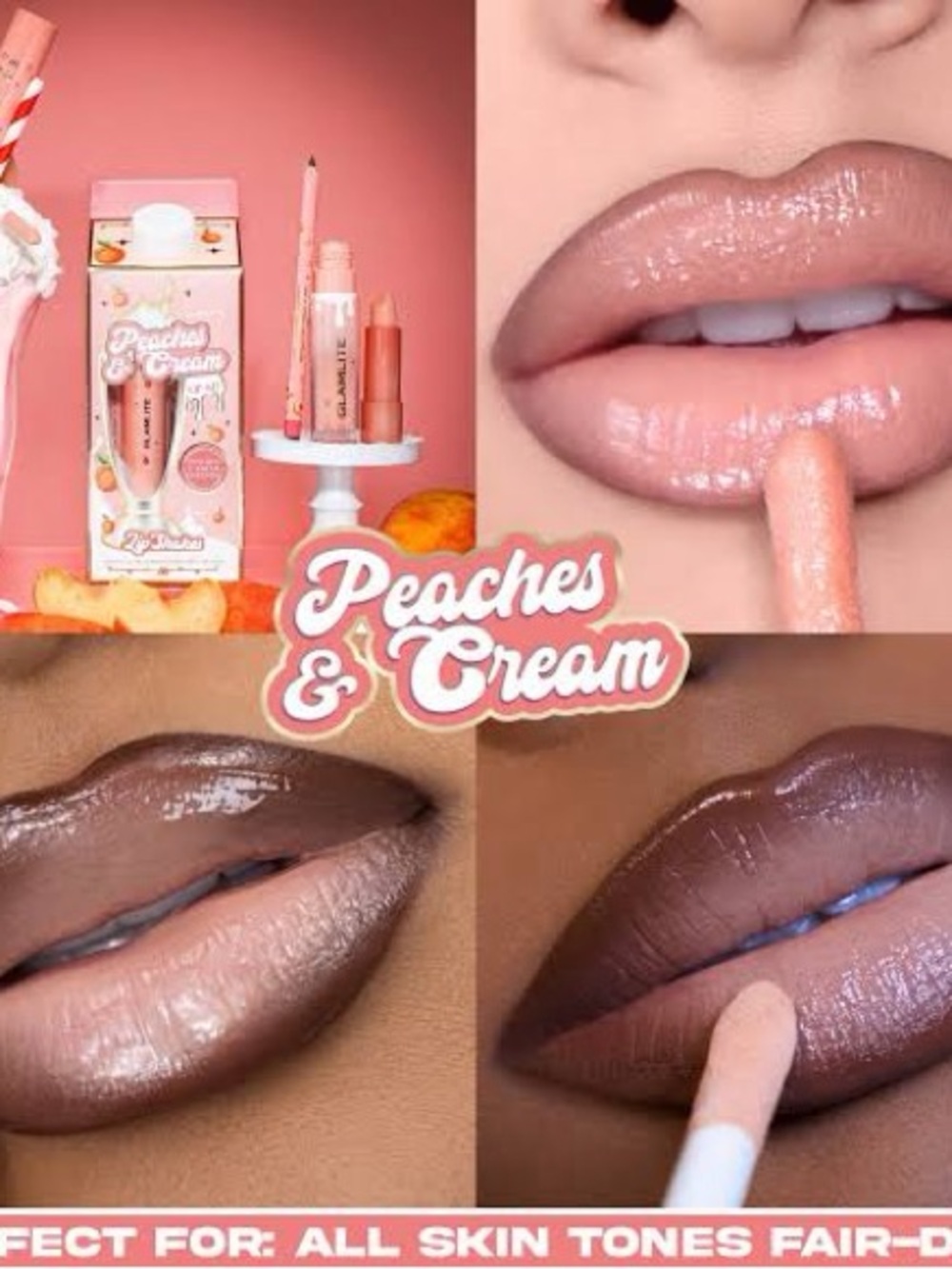 The New Milkshakes Collection - Glamlite Peaches & Cream Lip Kit 3pc Set
